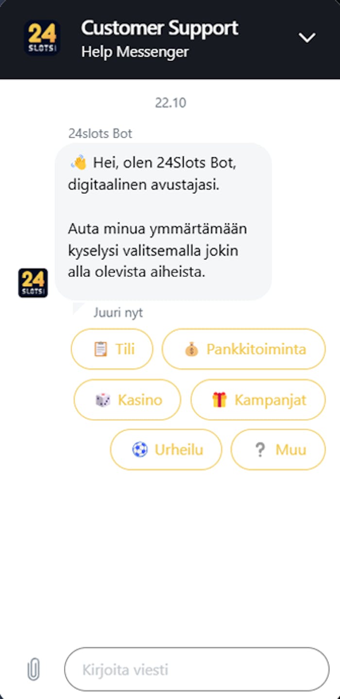 24Slots Casino asiakaspalvelu