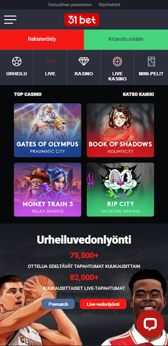 31betin pelivalikoima