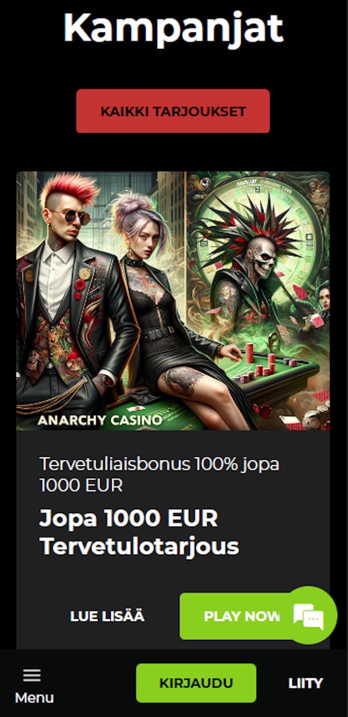 Tervetulobonus Anarchy casinolla