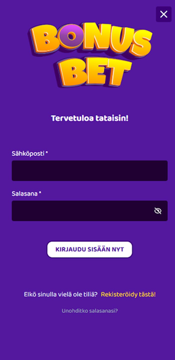 Rekisteröityminen BonusBet kasinolle