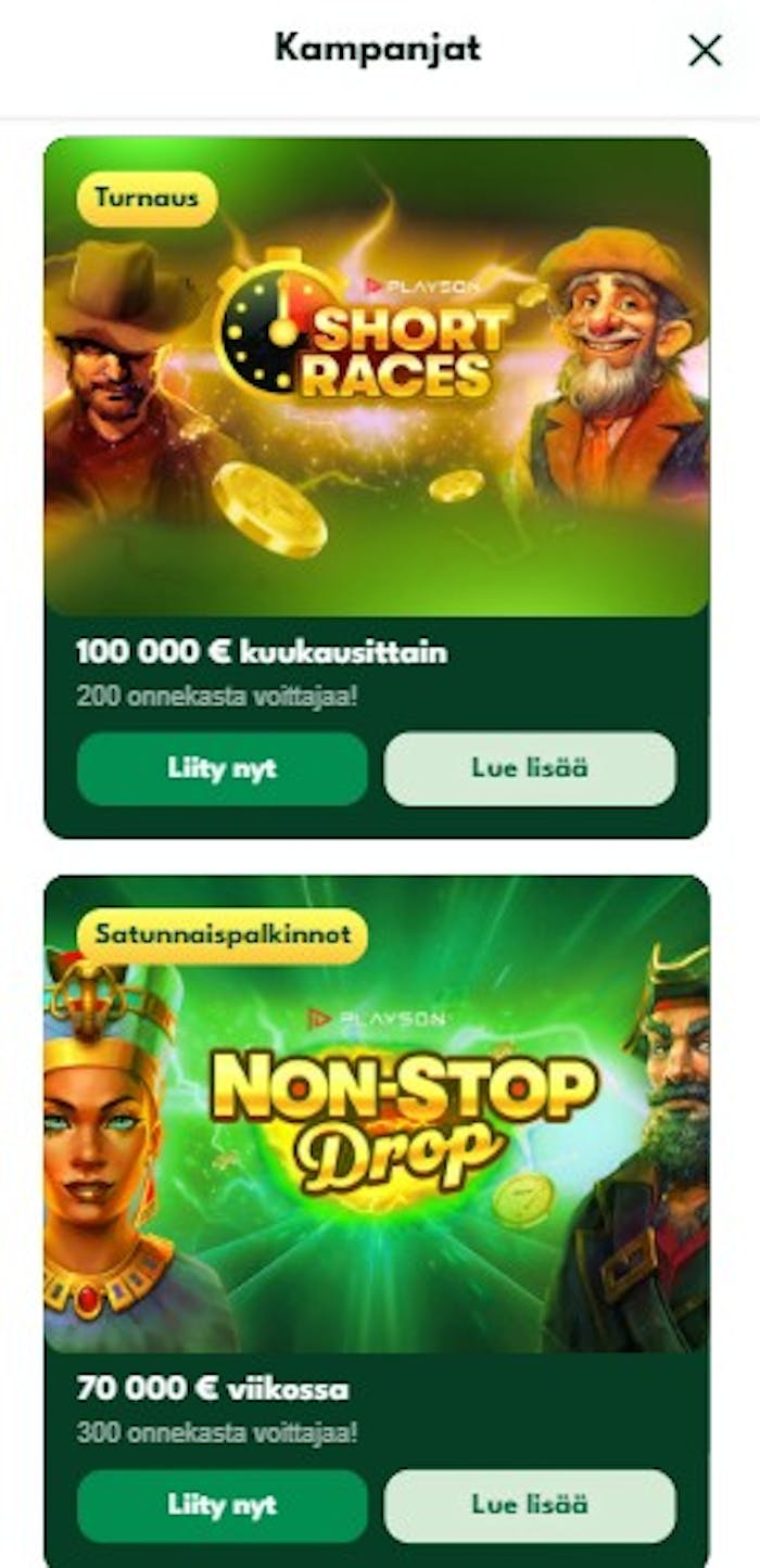 Big Lucky tarjoaa turnauksia ja palkintoja.