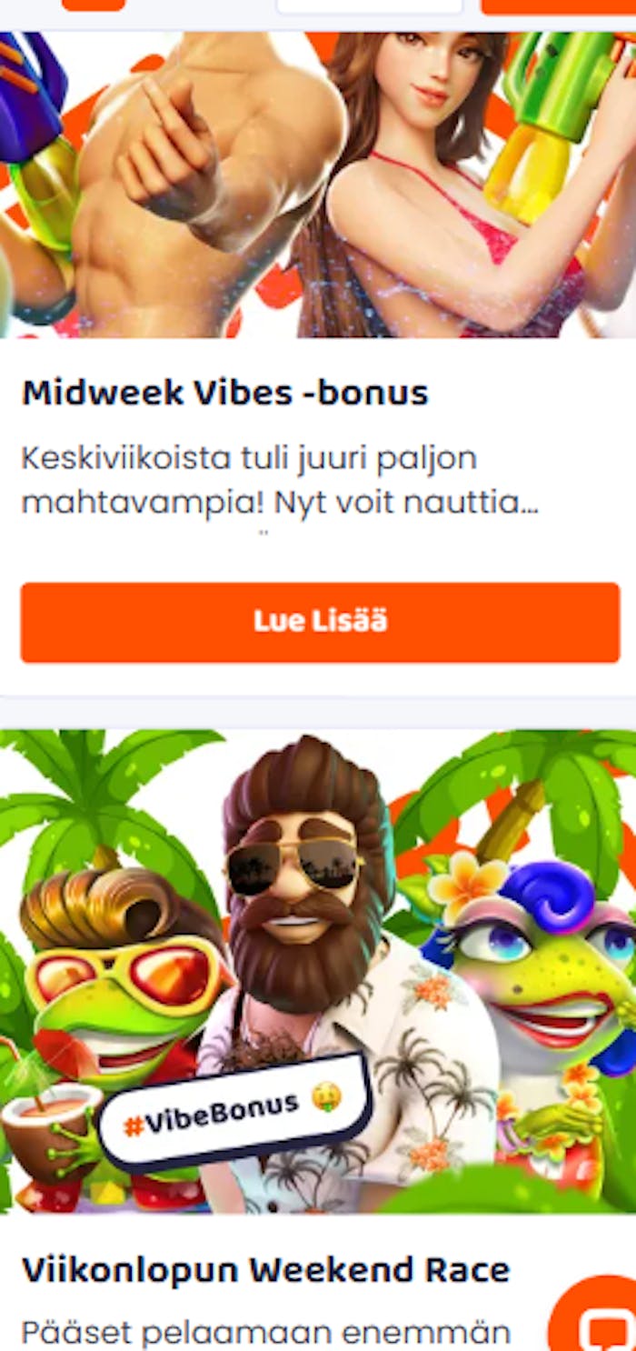 Casino Vibesin vaihtuvia kampanjoita.