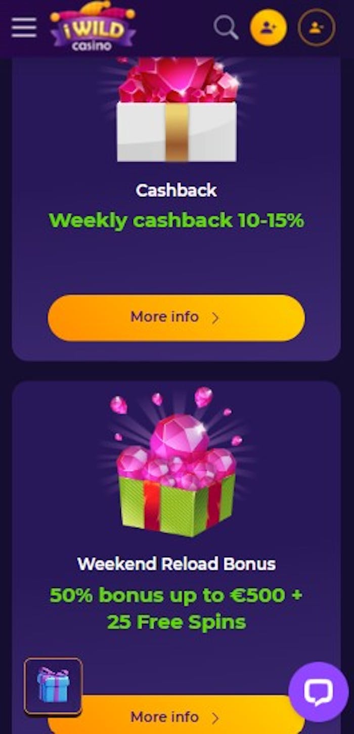 iWild Casino tarjoaa esimerkiksi cashback- ja reload-bonuskampanjat.
