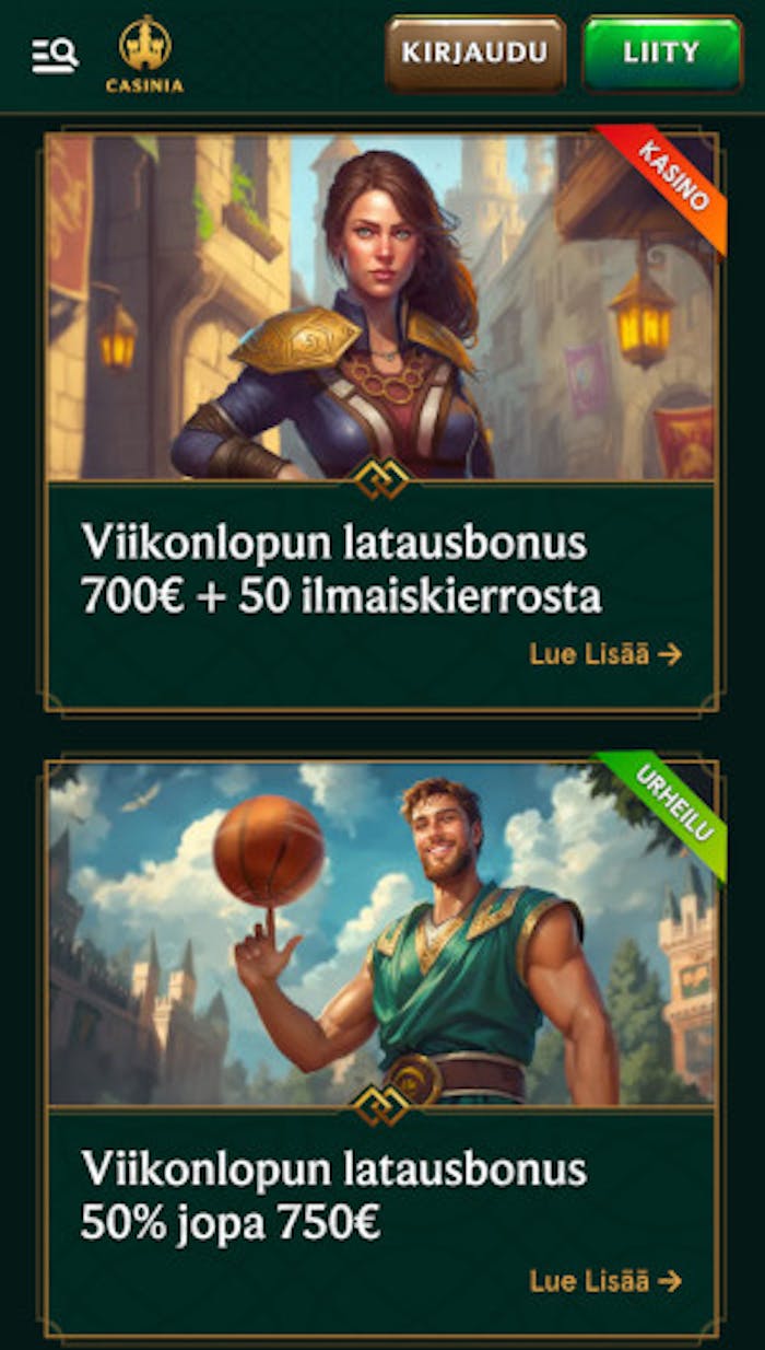 Casinia Casinon tarjouksia: Viikonlopun latausbonus