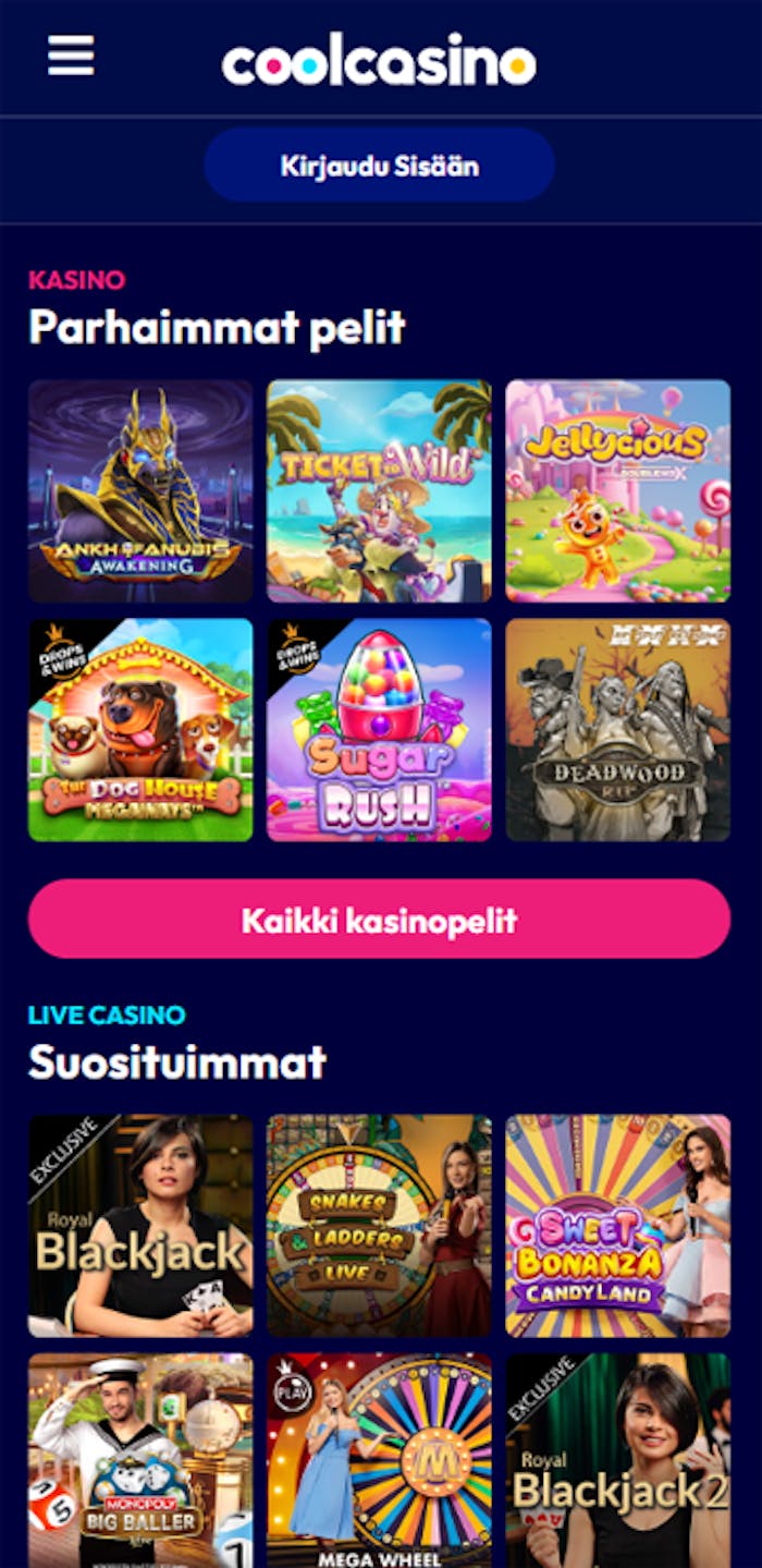 Cool Casino nettikasinon pelivalikoimaa