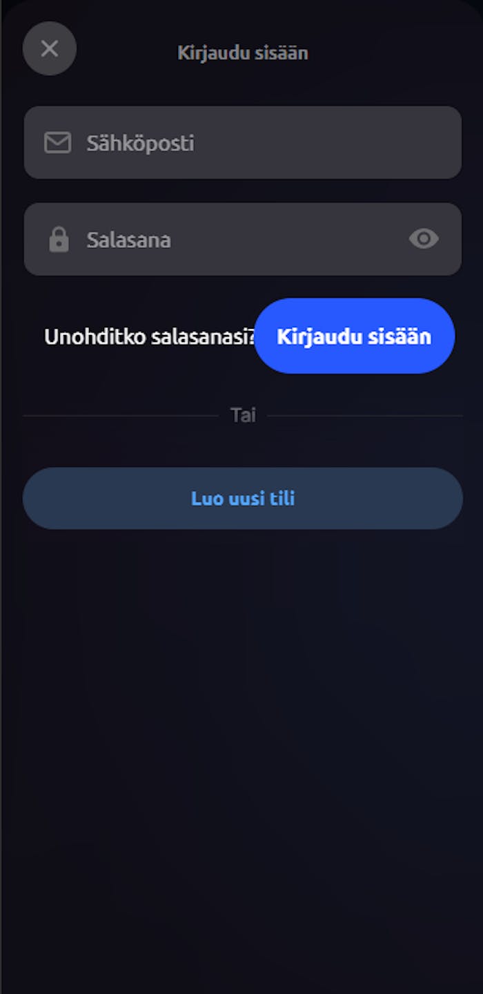 Pelitilin avaus Crusino Casinolle