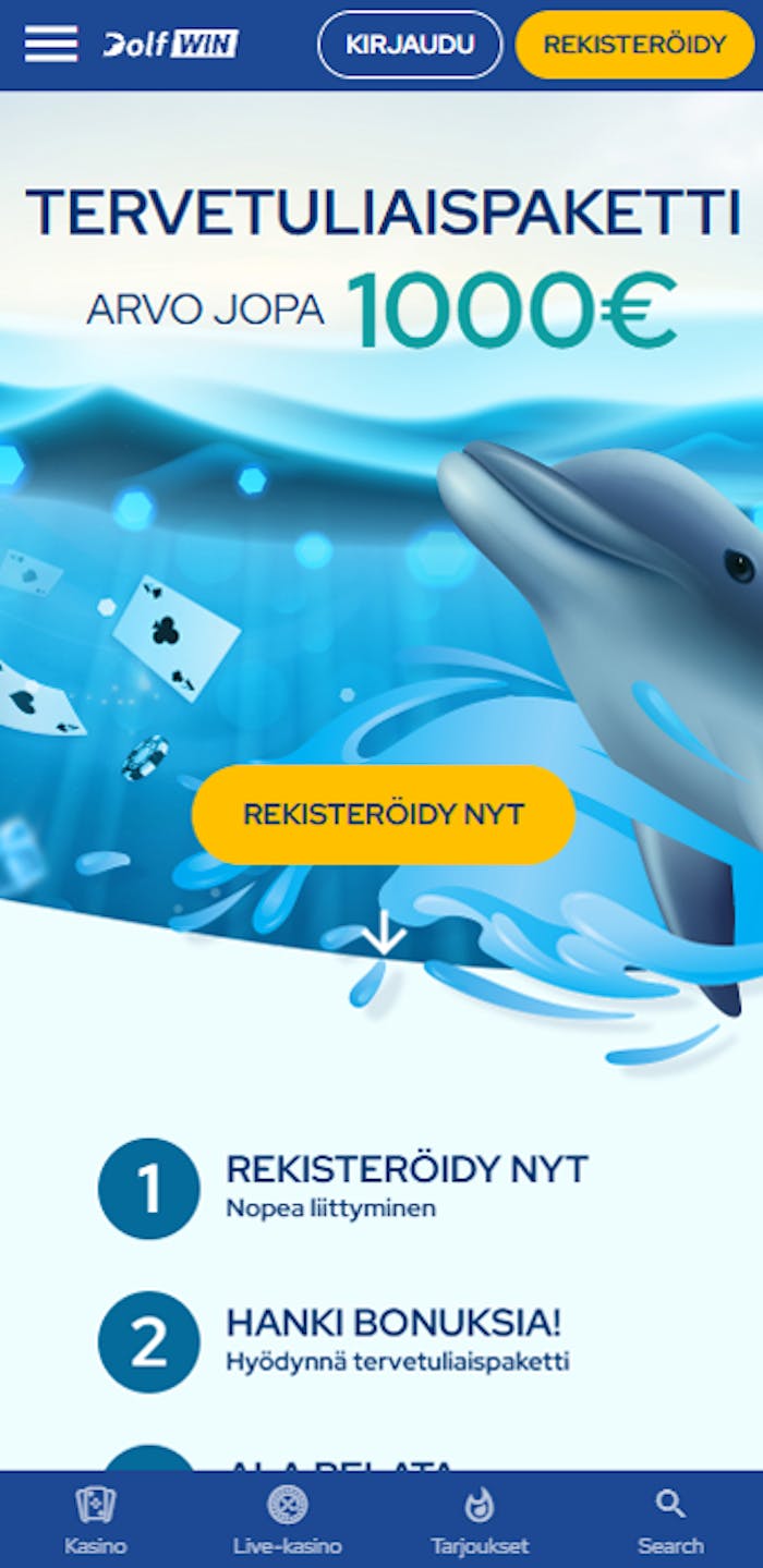 Dolfwin nettikasinon tervetuliaisbonus