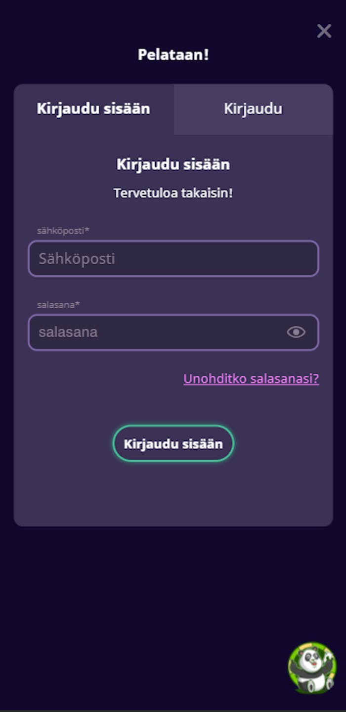 Pelitilin avaaminen Fat Panda Casinolle