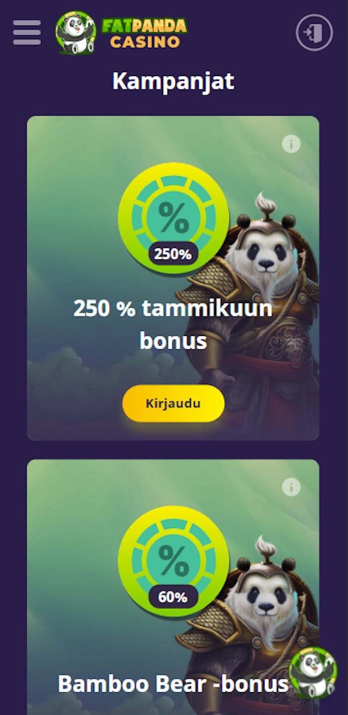 Fat Panda Casinon tervetuliaisbonus
