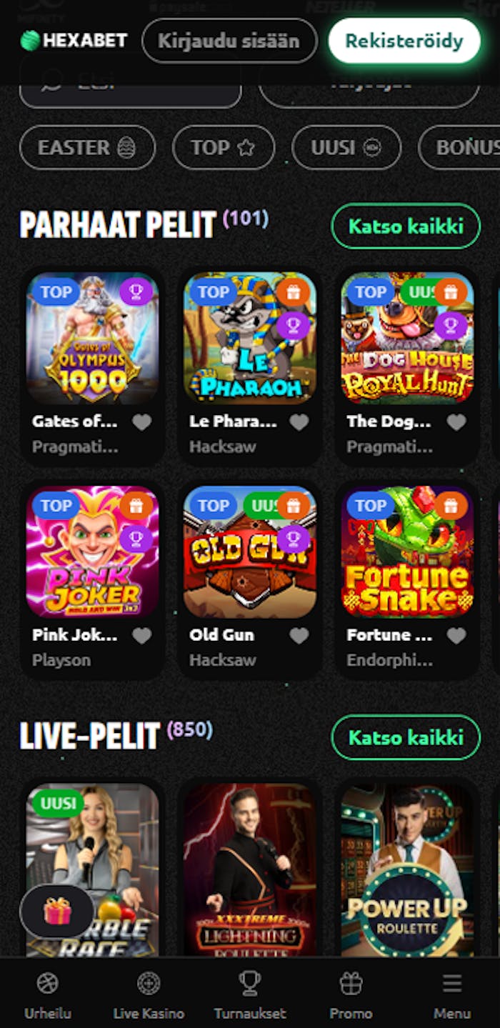 hexabet pelit