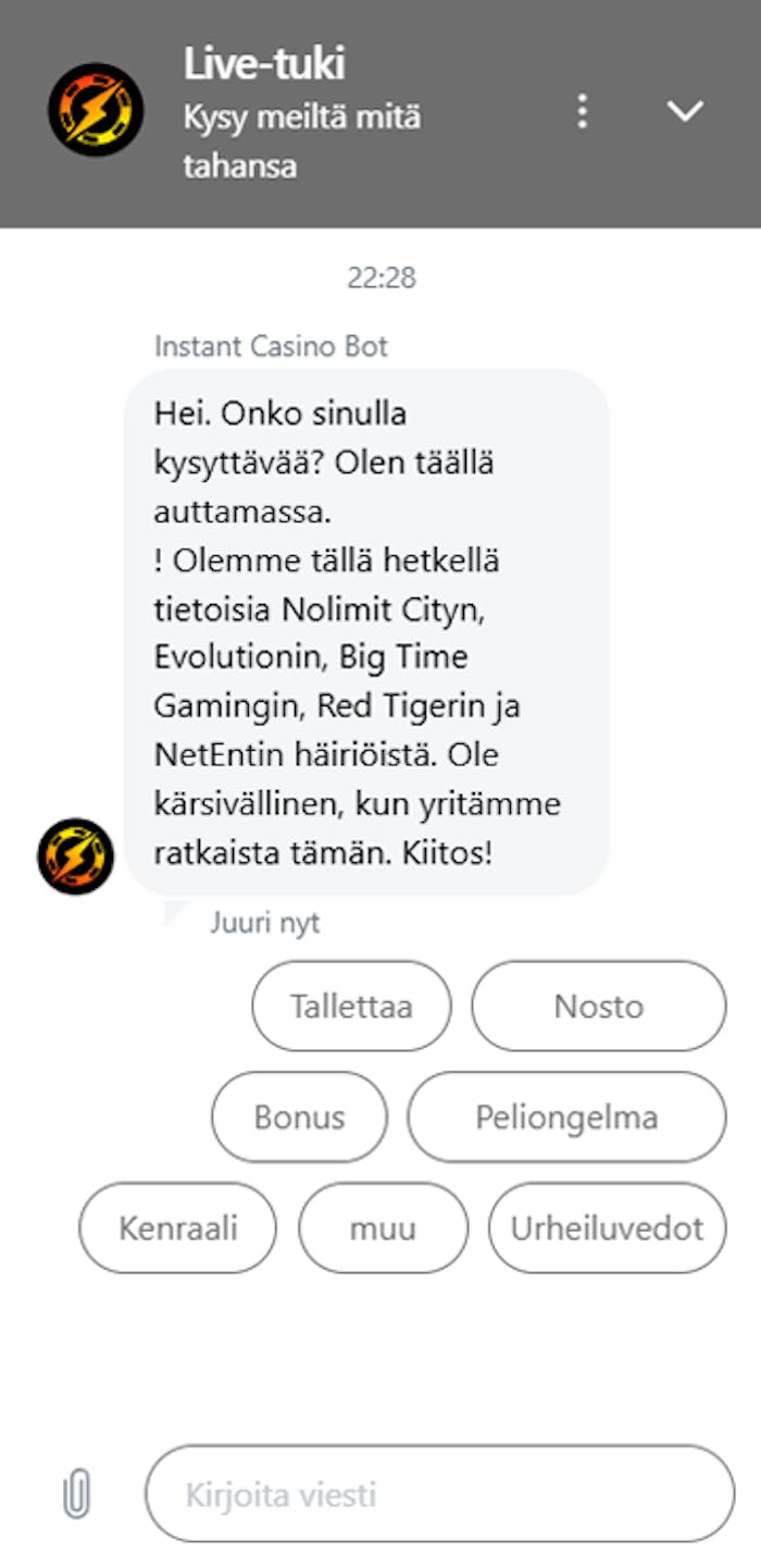 Instant Casinon asiakaspalvelu