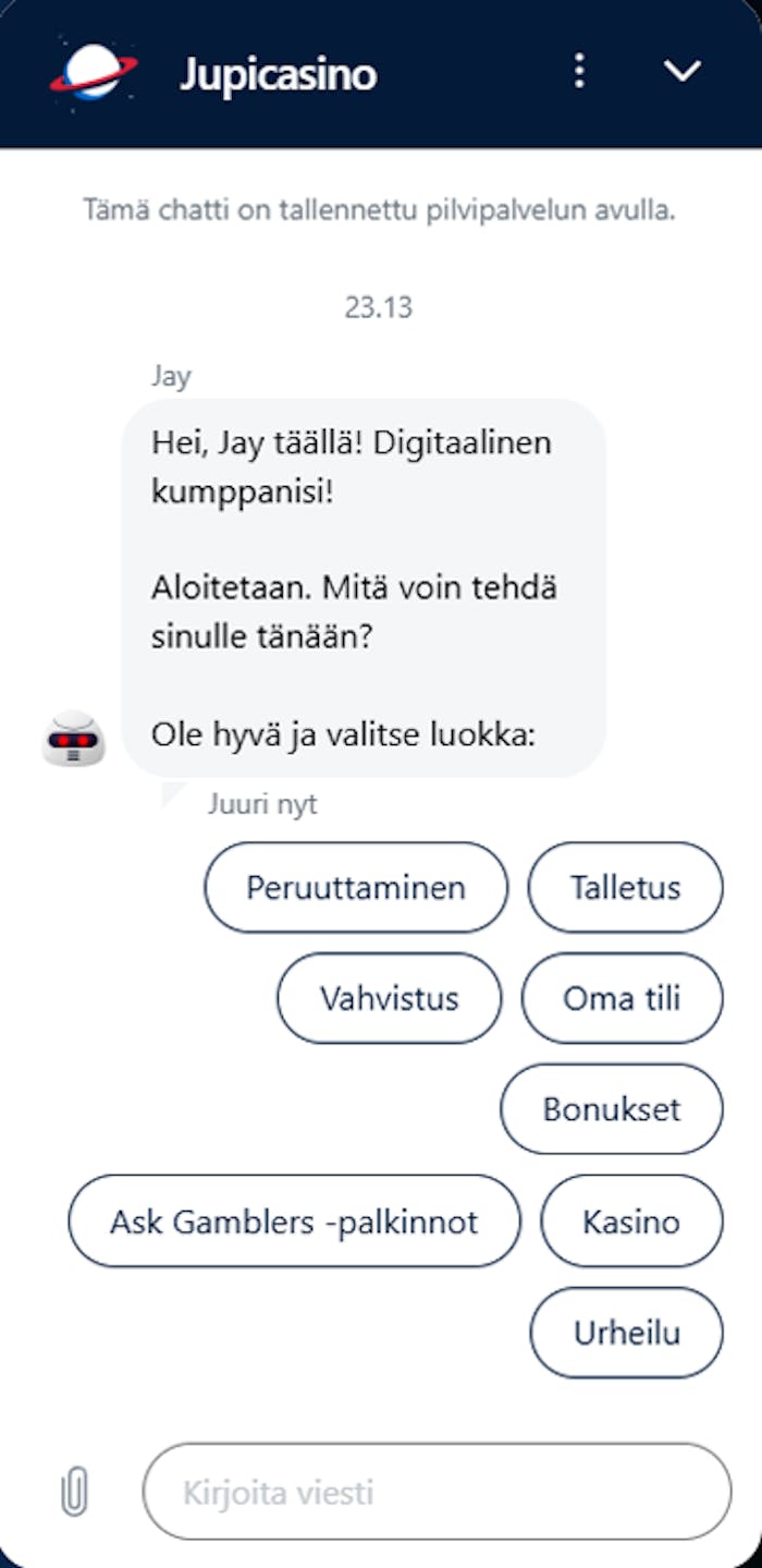 Jupi Casino asiakaspalvelu