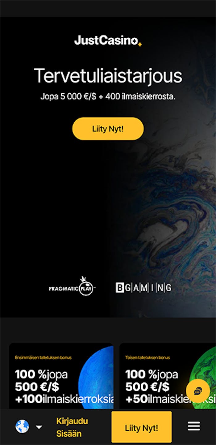 Just Casinon tervetuliaisbonukset