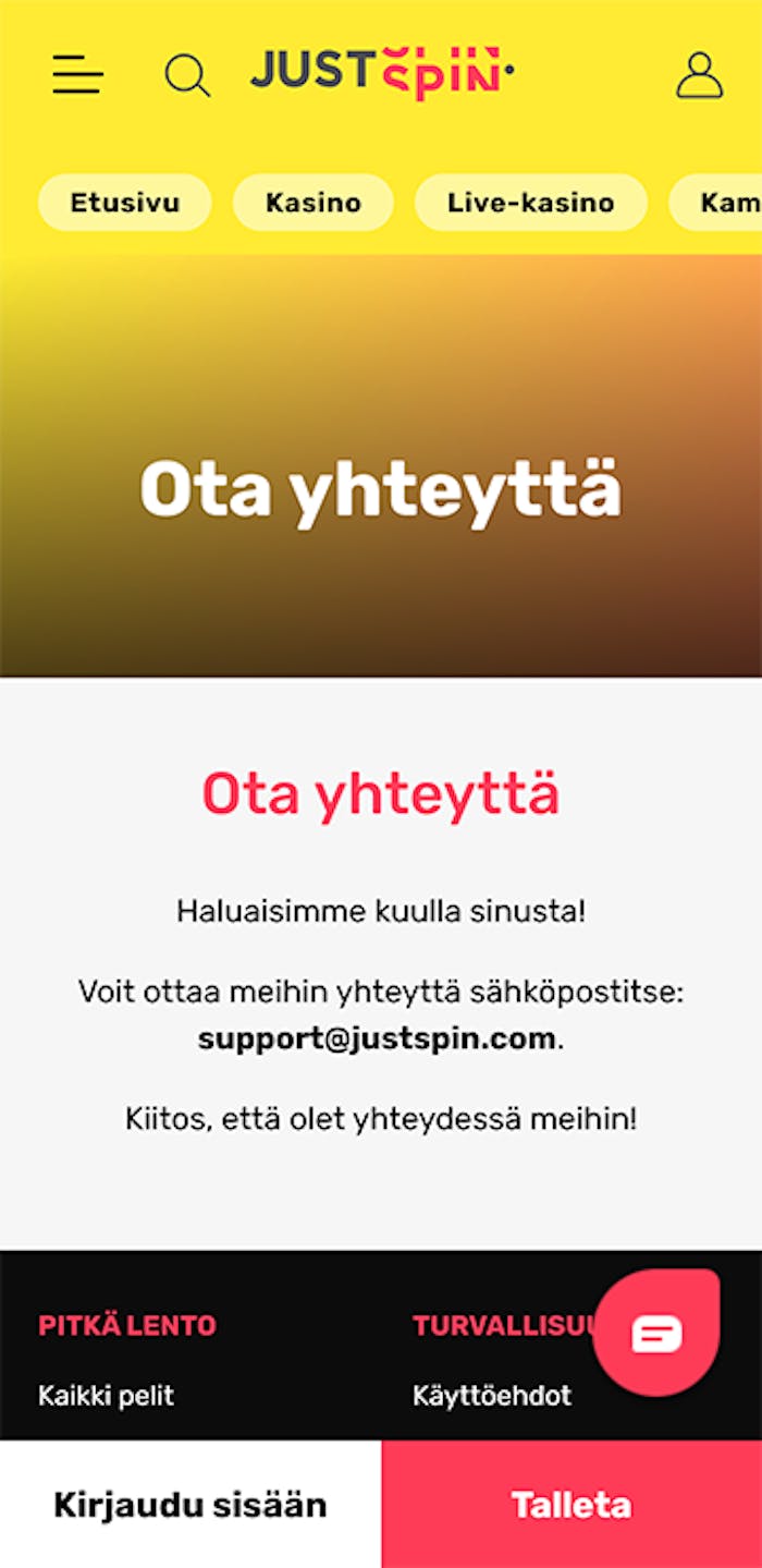 JustSpinin asiakaspalvelu
