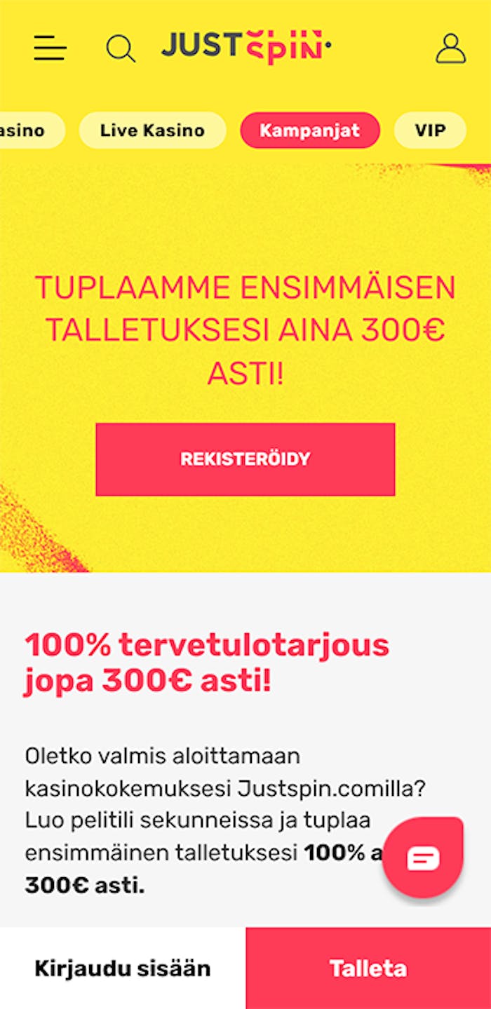 JustSpinin tervetuliaisbonus