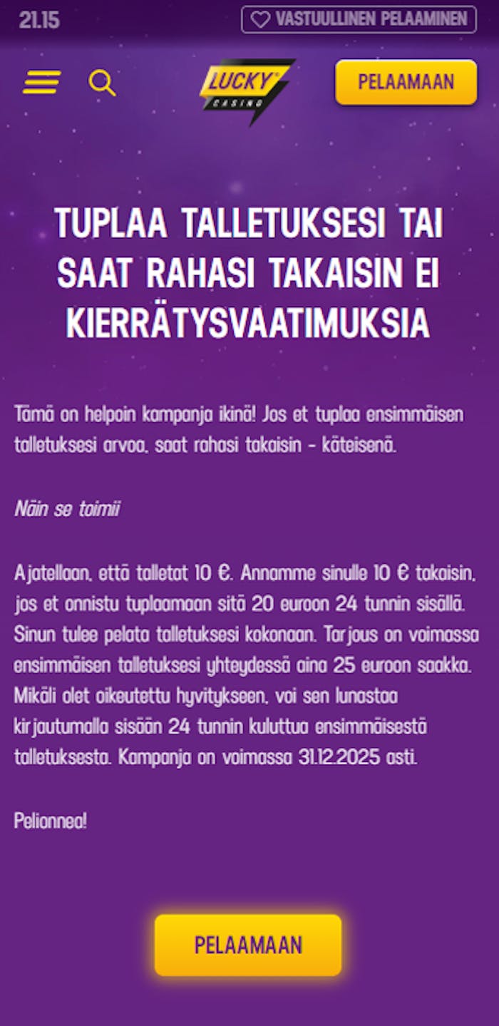Lucky Casinon tervetuliaisbonus