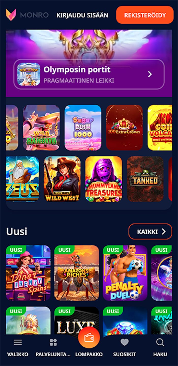 Monro Casinon pelivalikoima