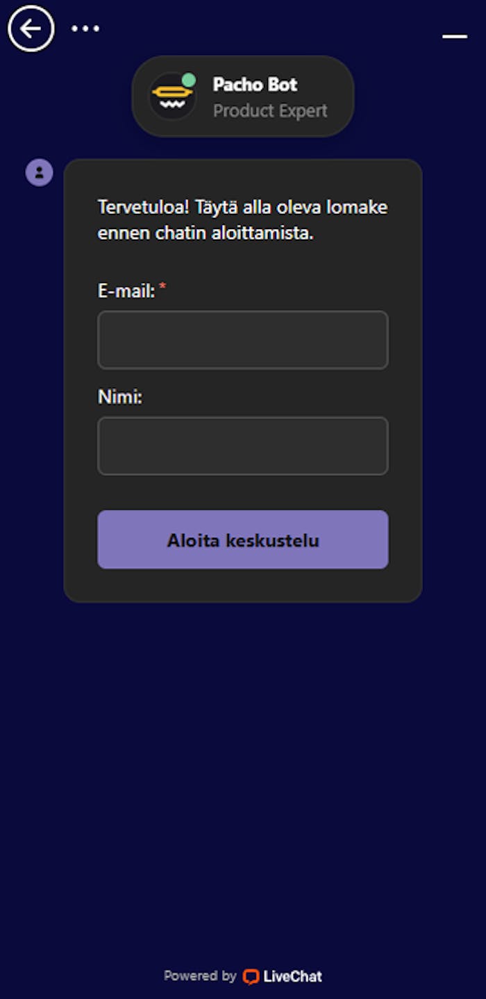 Mr Pacho asiakaspalvelu