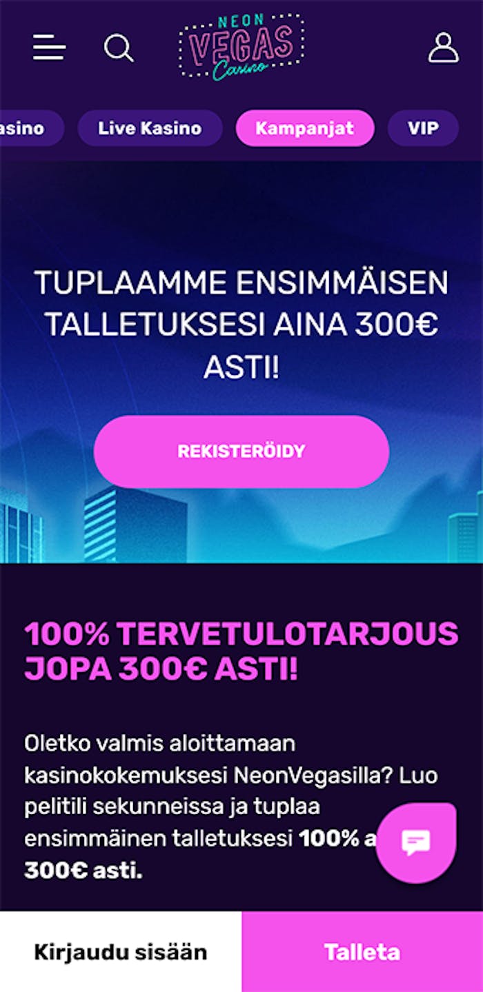 Tervetuliaisbonus NeonVegas kasinolle