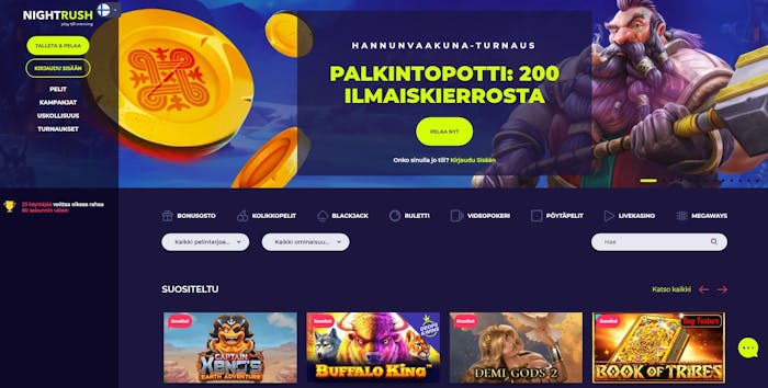NightRush Casinon kotisivut