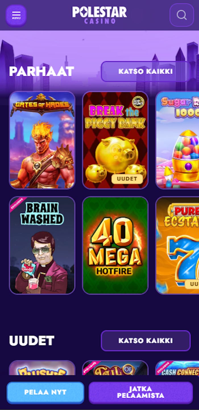 Polestar Casinon pelivalikoimaa