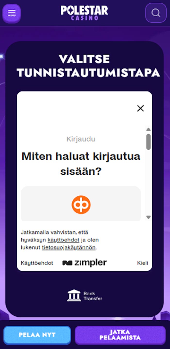 Pelitilin luominen Polestar Casinolle