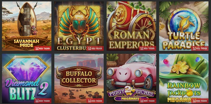 Red Tiger Gamingin pelikirjasto koostuu suosituista kolikkopeleistä.
