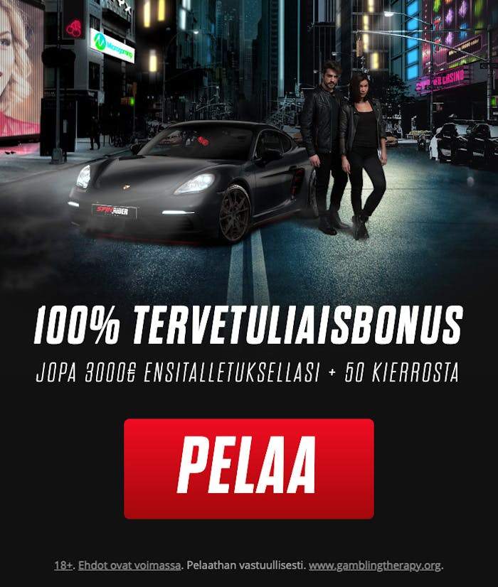 SpinRider Casinon tervetuliaisbonus: jopa 3000€ ja 50 ilmaiskierrosta