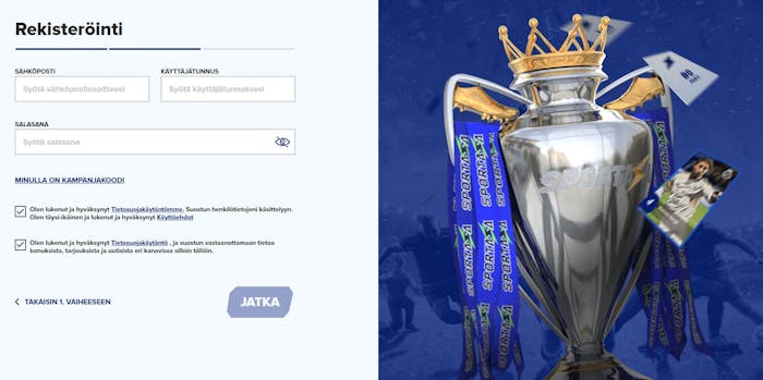 Sportaza rekisteröityminen