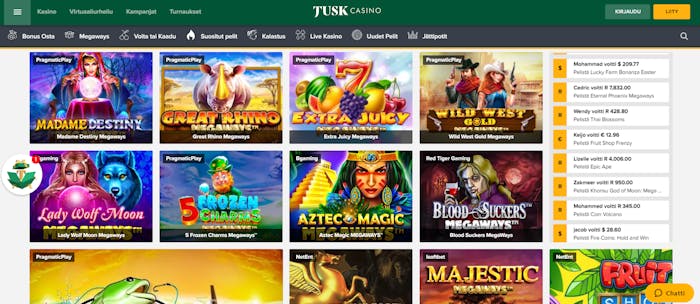 tuskcasinon pelivalikoima