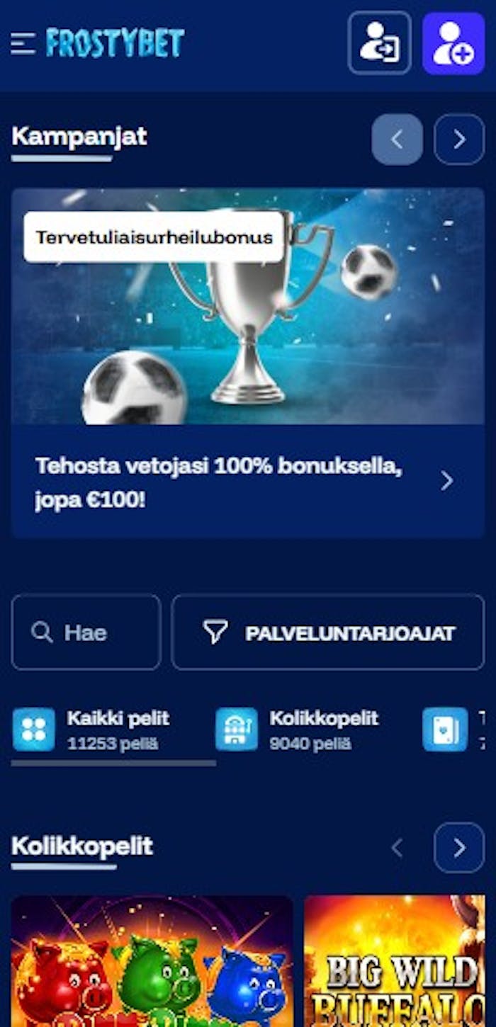 Frostybet Casinolla on tervetuliaisbonus sekä kasinolle että vedonlyöntiin.