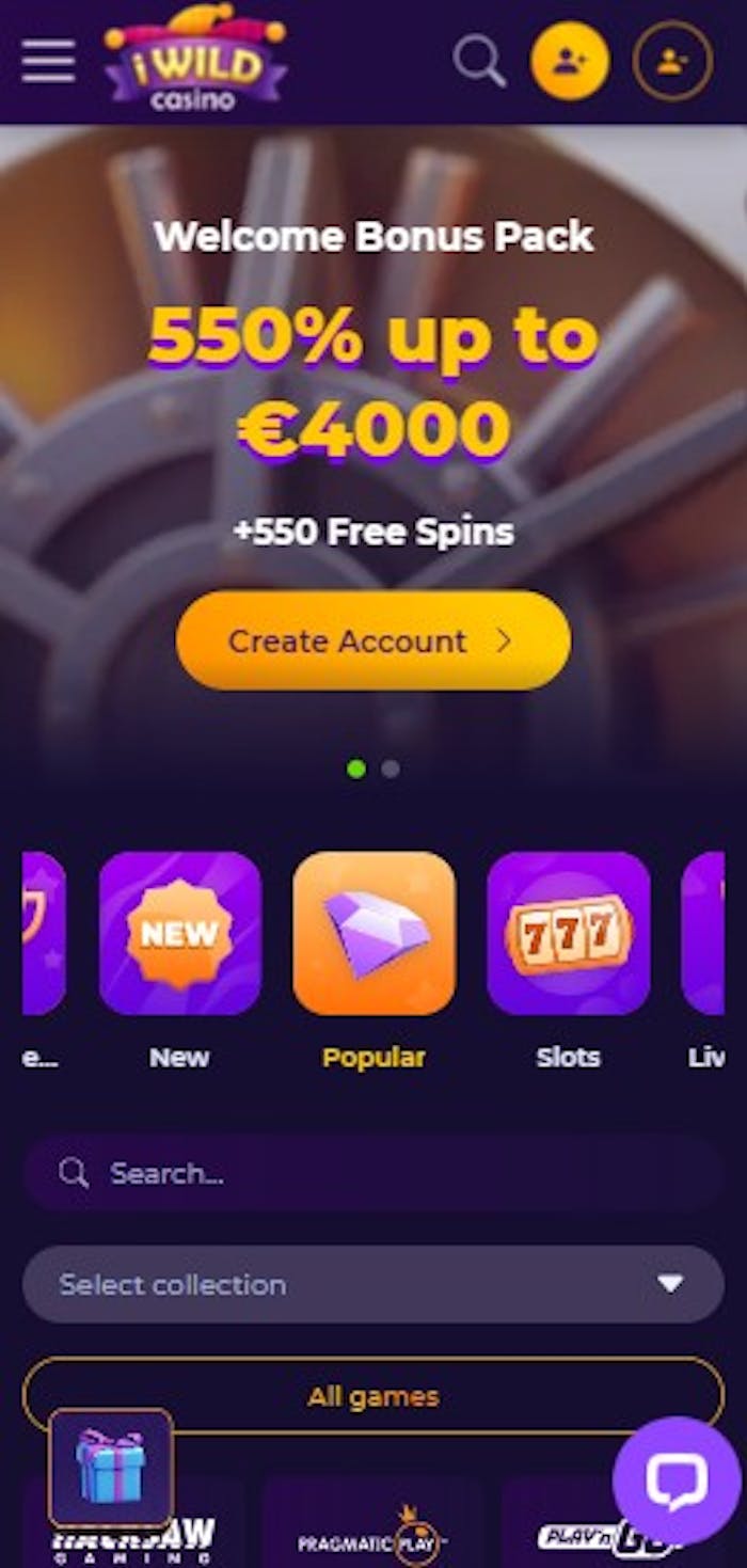 iWild Casino tarjoaa jopa 550 % tervetuliaisbonuksen.